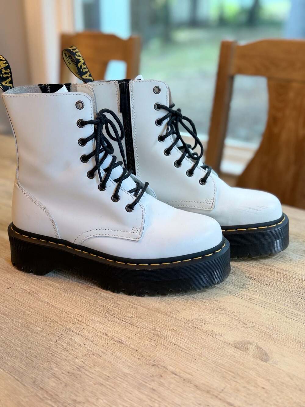 Dr. Martens Jadon Smooth Leather Platform Boots White Size US 9